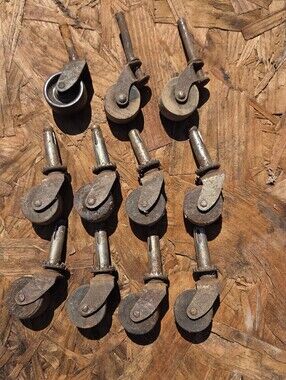 Lot Of 11 Antique Wooden Furniture Caster Wheels   8 and 3